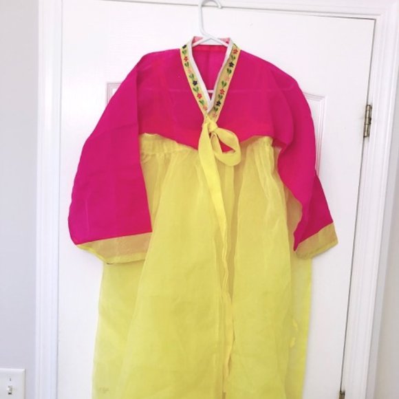 KOREAN TRADITIONAL DRESS Pink Yellow (3 Piece) Hanbok - Picture 2 of 16